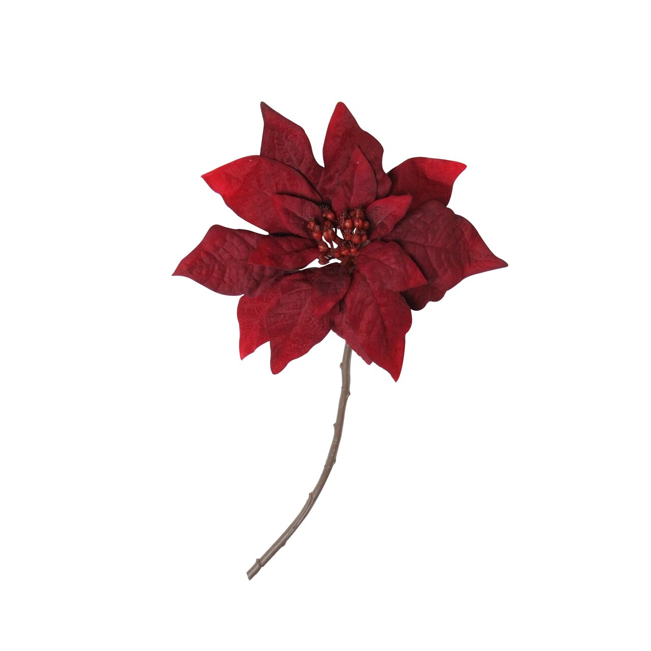 Northlight Velvet Poinsettia Artificial Christmas Stem Spray - 18" - Red